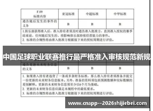 中国足球职业联赛推行最严格准入审核规范新规 中国足球职业联赛推行最严格准入审核规范新规